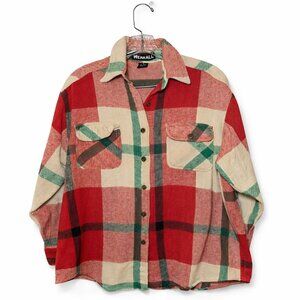 Vintage Wearall Plaid Flannel Shacket Shirt Jacket Red Green Cotton M Cabincore